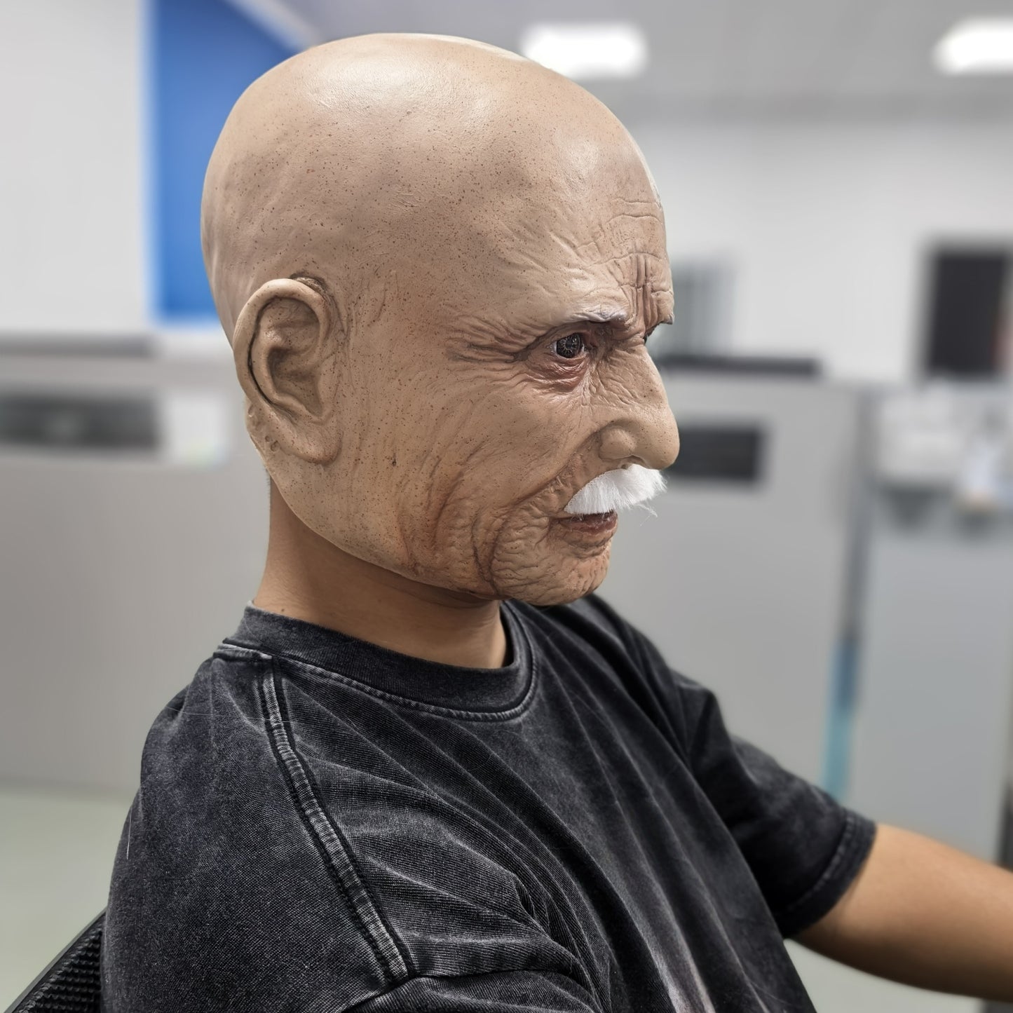 Realistic Full Head Latex Mask for Men with Beard Halloween Costume Accessory Big Boss Old Man Cosplay Prop for Party