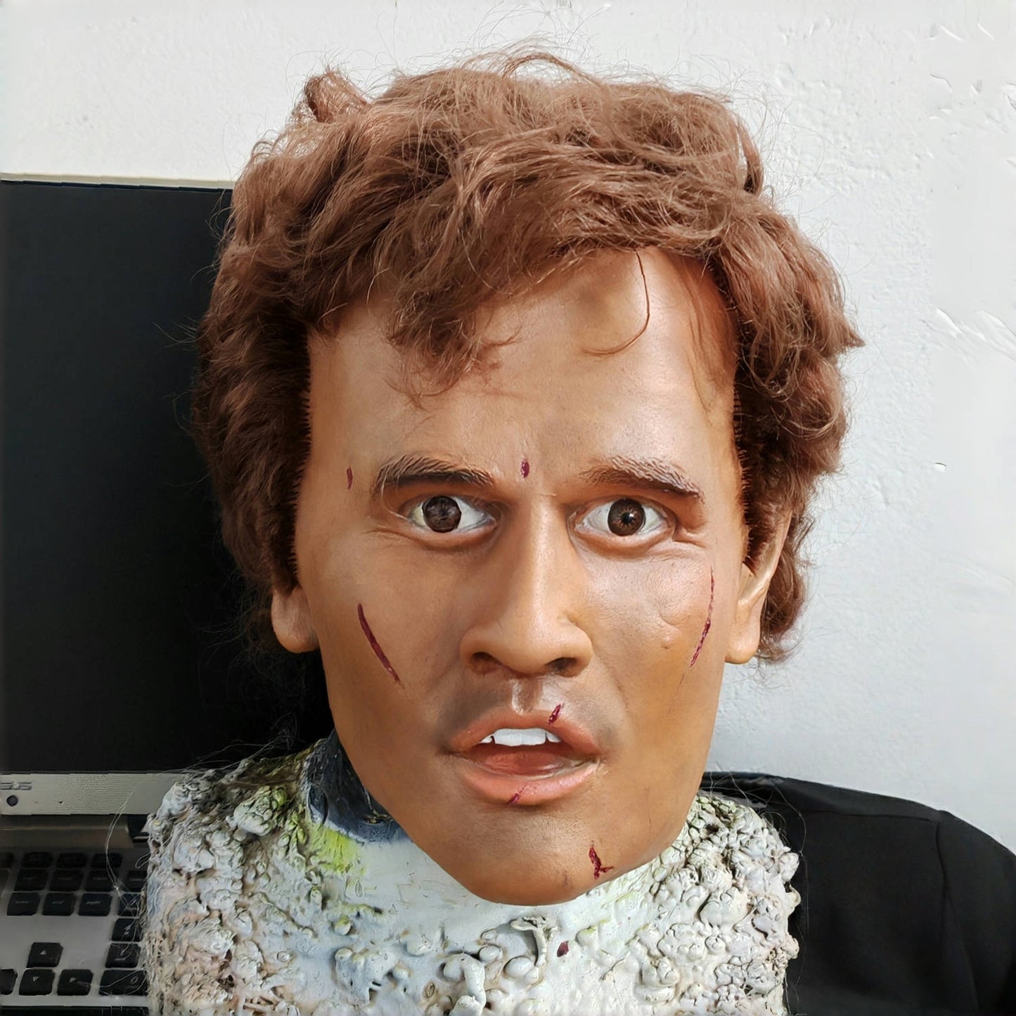 Handsome Young Man Full Head Rubber Mask with Curly Wig Realistic Hard Strong Man Mask Party Prop for Men