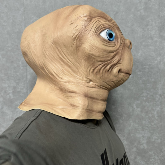 Adult Full Head ET Alien Blue Eyes Rubber Mask Funny Halloween Cosplay Costume Accessory