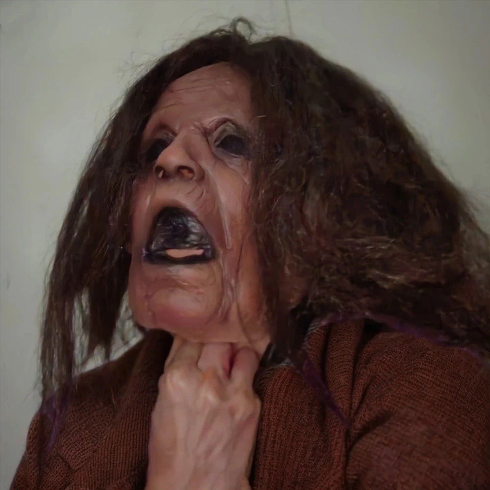 Adult Realistic Old Woman Halloween Mask Creepy Human Latex Scary Wrinkle Cosplay Costume Party Prop for Grown-ups