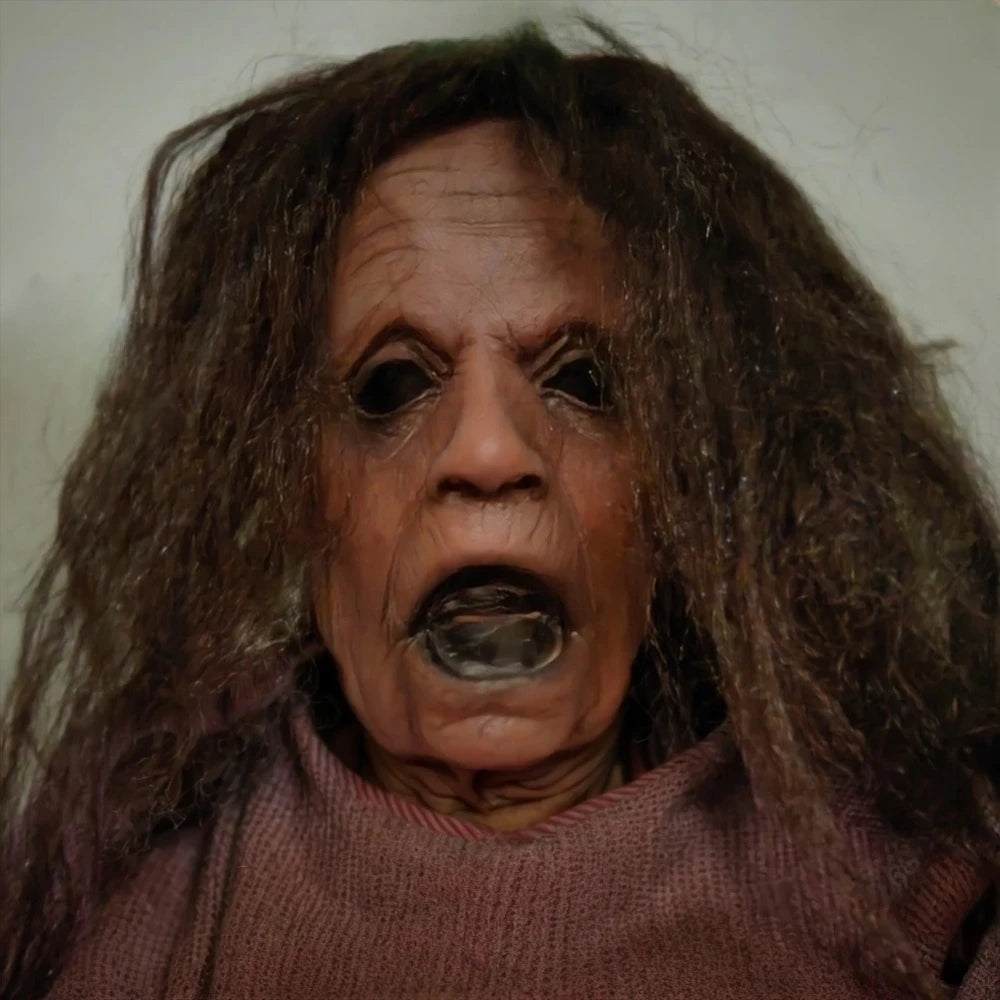 Adult Realistic Old Woman Halloween Mask Creepy Human Latex Scary Wrinkle Cosplay Costume Party Prop for Grown-ups