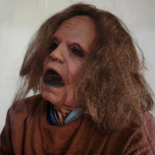 Adult Realistic Old Woman Halloween Mask Creepy Human Latex Scary Wrinkle Cosplay Costume Party Prop for Grown-ups