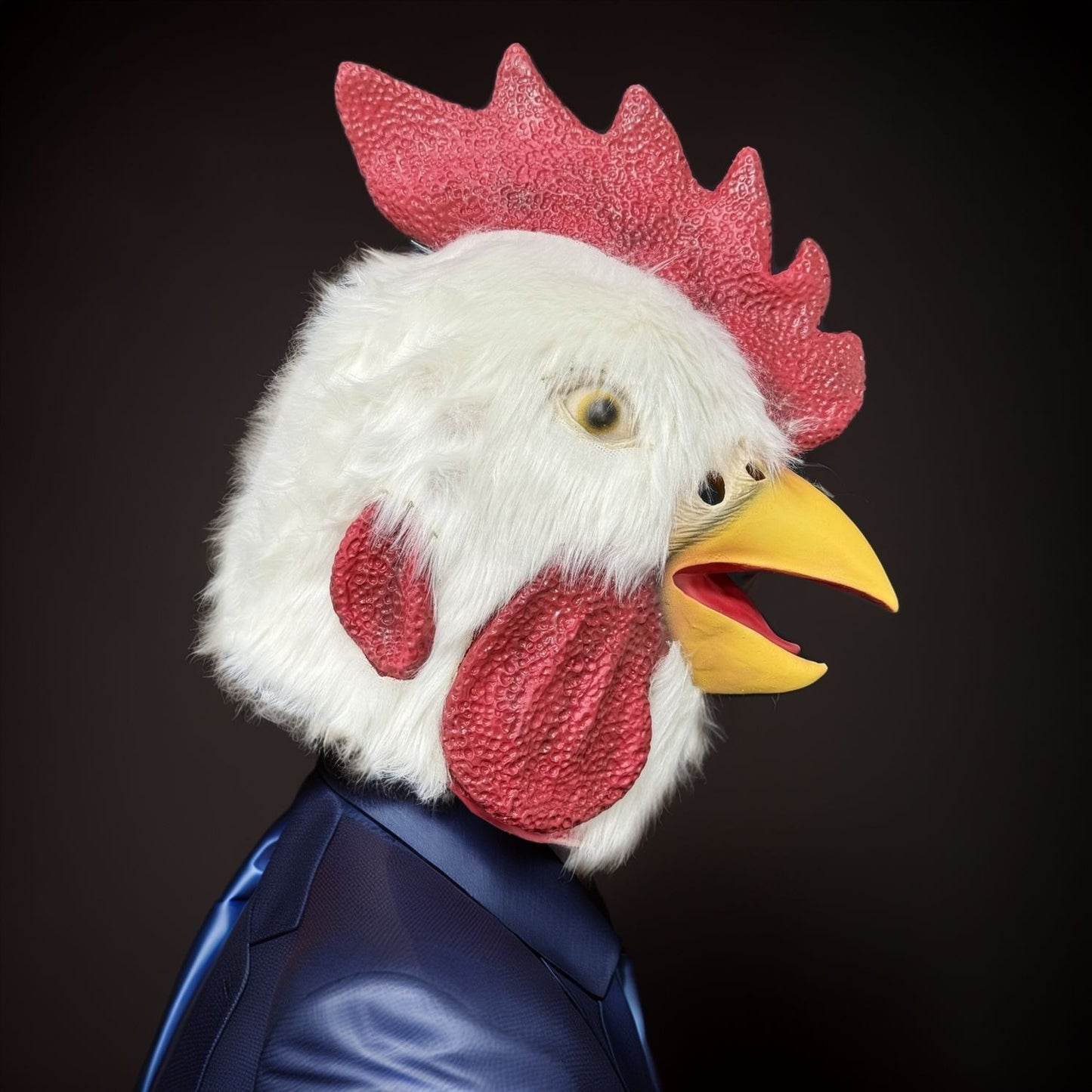 Adult Rooster Costume Fluffy Chicken Full Head Rubber Animal Mask Funny Cosplay Party Grown-ups Masquerade Hat Accessory