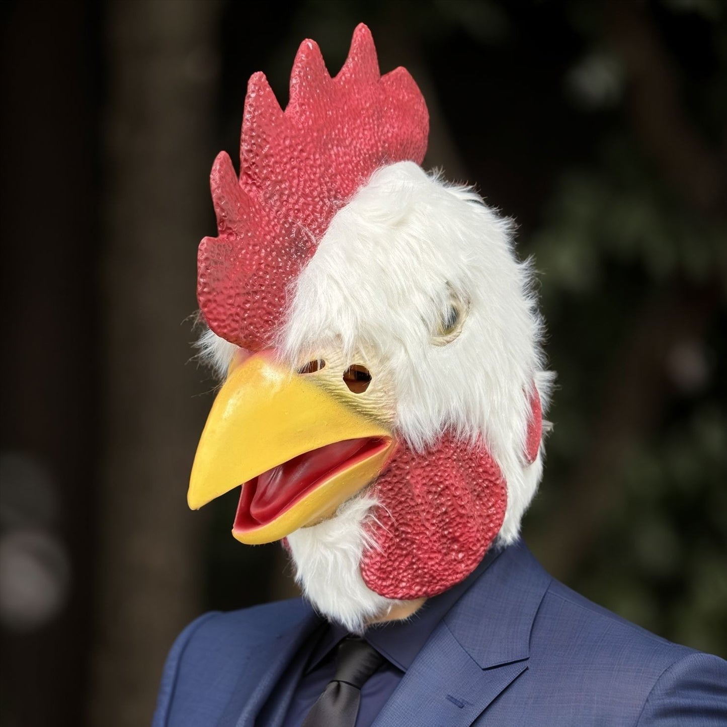 Adult Rooster Costume Fluffy Chicken Full Head Rubber Animal Mask Funny Cosplay Party Grown-ups Masquerade Hat Accessory