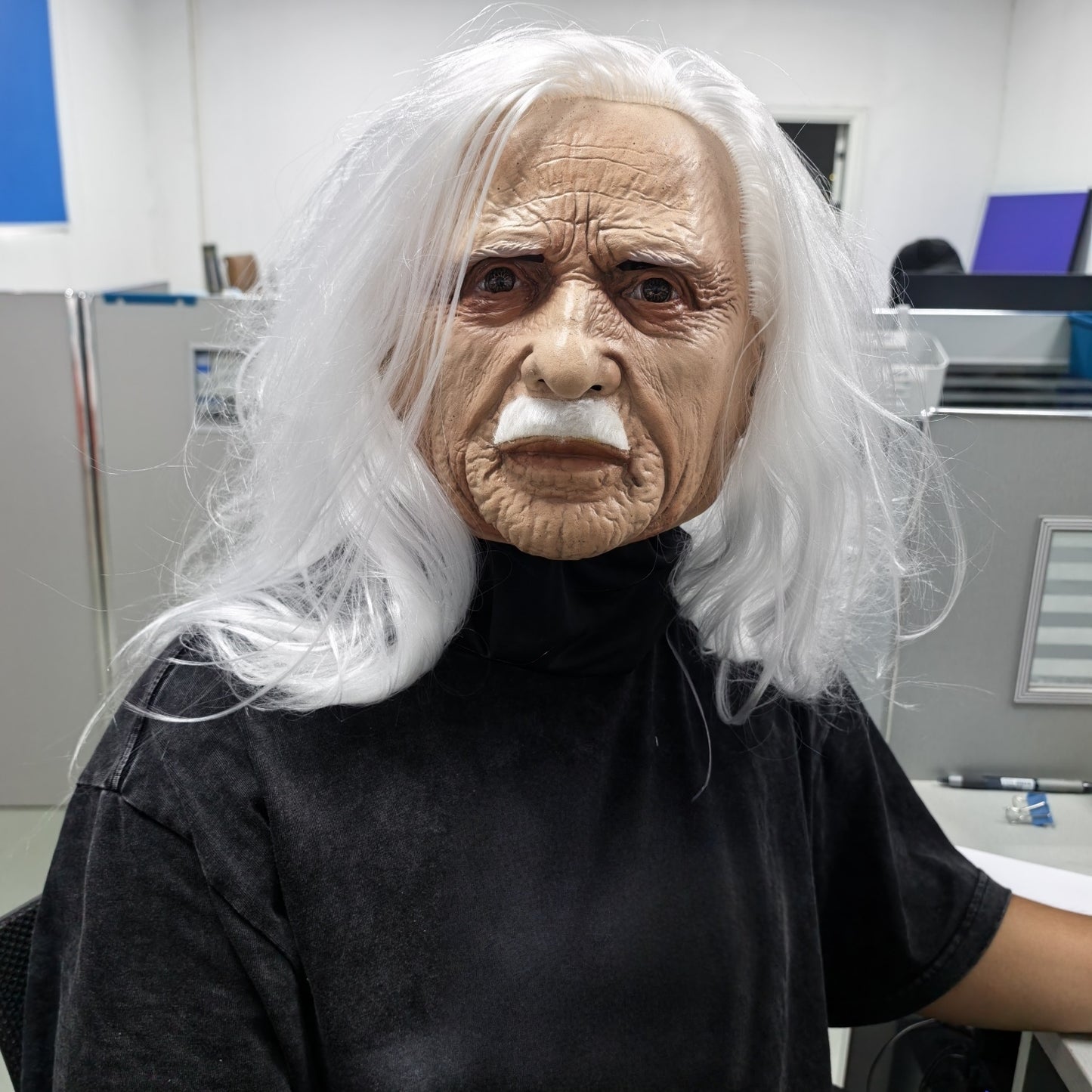Realistic Full Head Old Man Mask with White Hair And Beard Lightweight Cloth Latex Halloween Costume Scene Accessories Rubber Face Prop for Parties