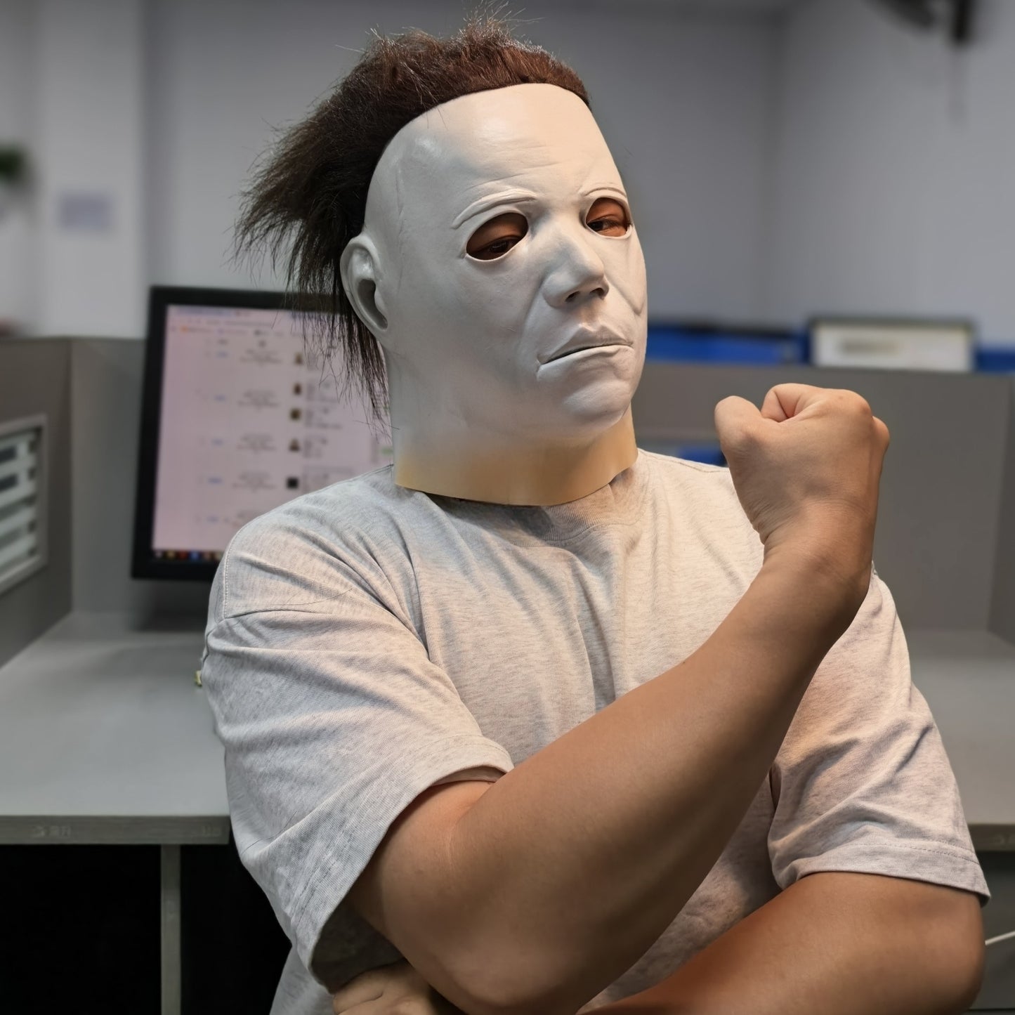 Adult Michael Myers Rubber Mask Classic White Face Halloween Costume Accessory for Masquerade Party