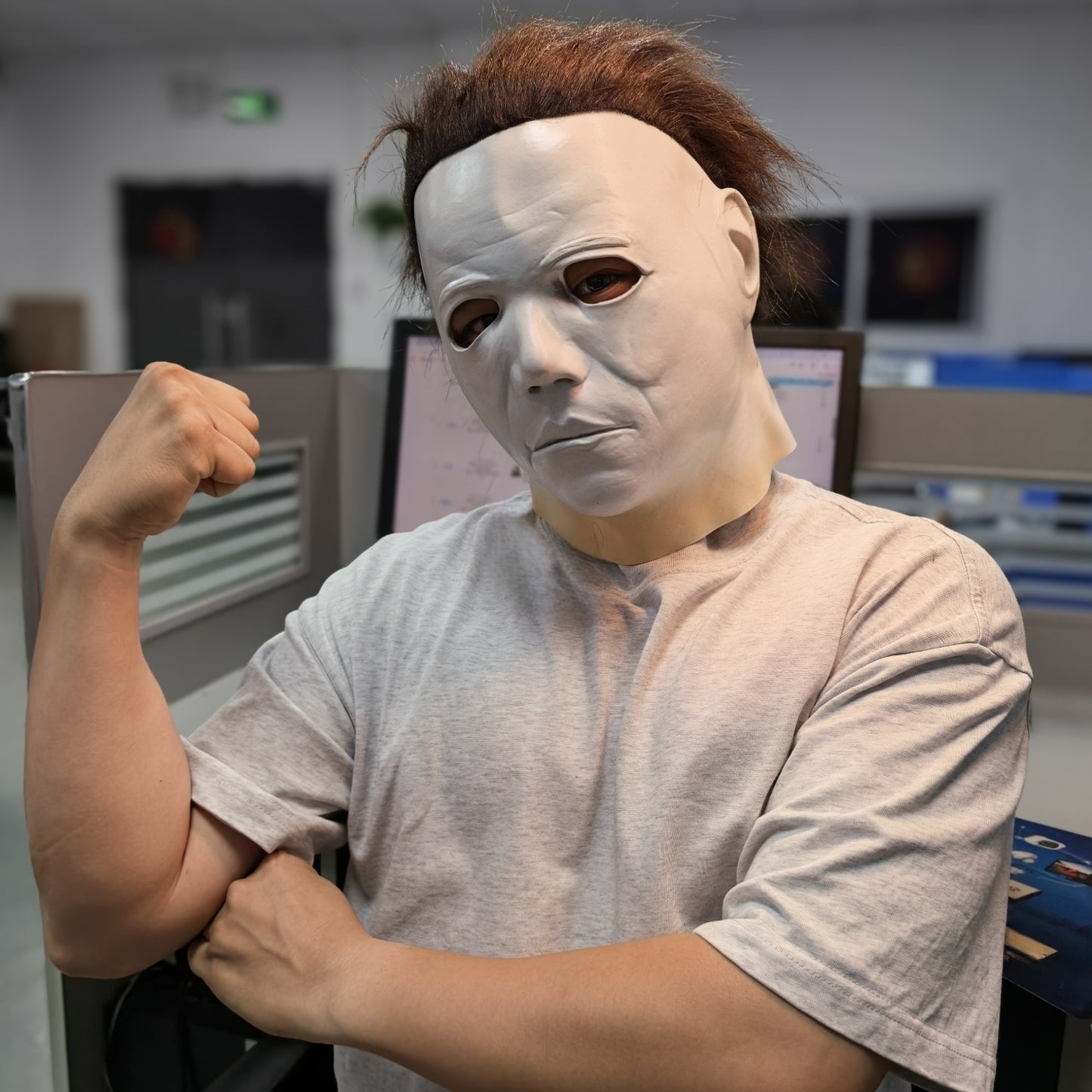 Adult Michael Myers Rubber Mask Classic White Face Halloween Costume Accessory for Masquerade Party