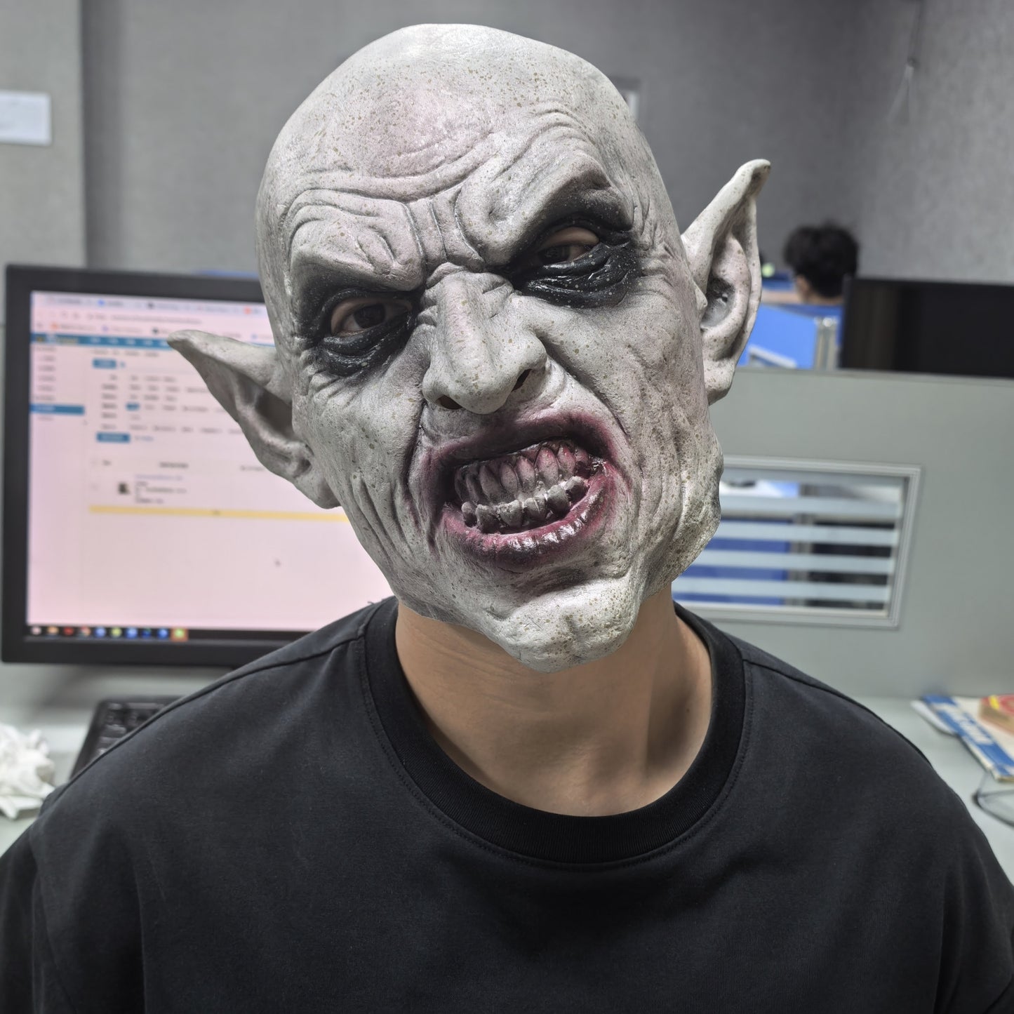Nosferatu Grey Vampire Latex Scary Halloween Mask Terror Ghost Devil Mask Dance Party Scary Biochemical Alien Zombie Caps Mask