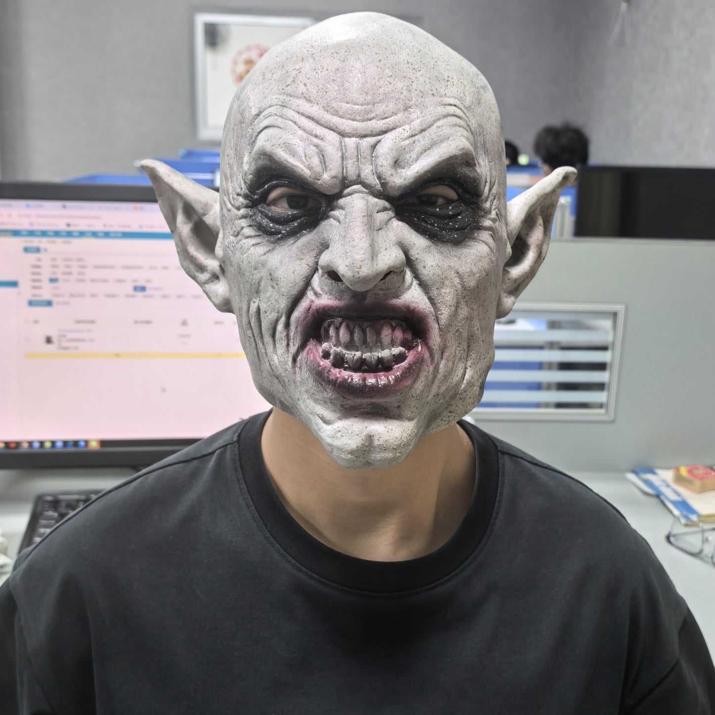 Nosferatu Grey Vampire Latex Scary Halloween Mask Terror Ghost Devil Mask Dance Party Scary Biochemical Alien Zombie Caps Mask