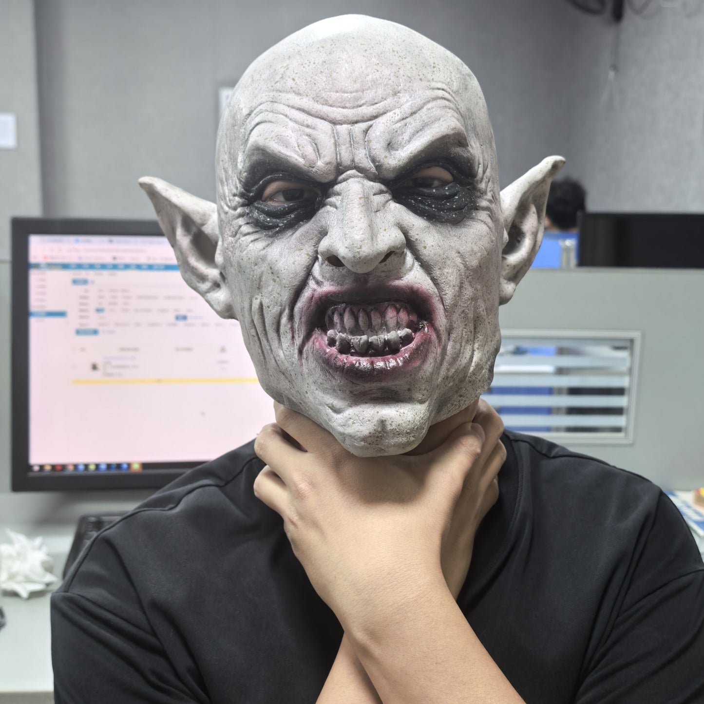 Nosferatu Grey Vampire Latex Scary Halloween Mask Terror Ghost Devil Mask Dance Party Scary Biochemical Alien Zombie Caps Mask