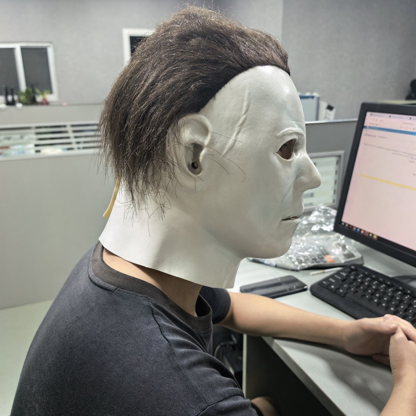 Men's Halloween 1978 Michael Myers White Scary Latex Full Head Mask Horror Movie Costume Face for Adult
