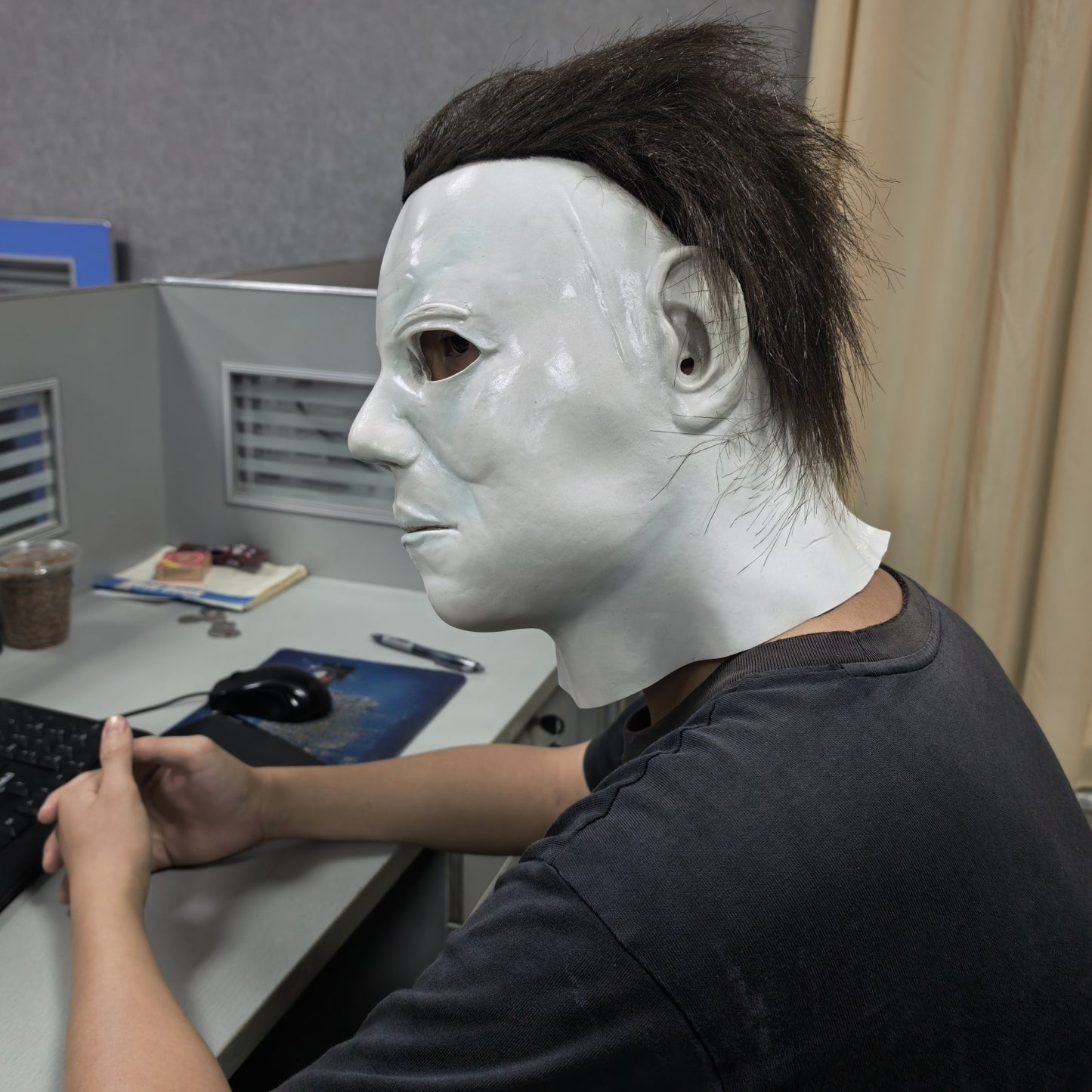Men's Halloween 1978 Michael Myers White Scary Latex Full Head Mask Horror Movie Costume Face for Adult