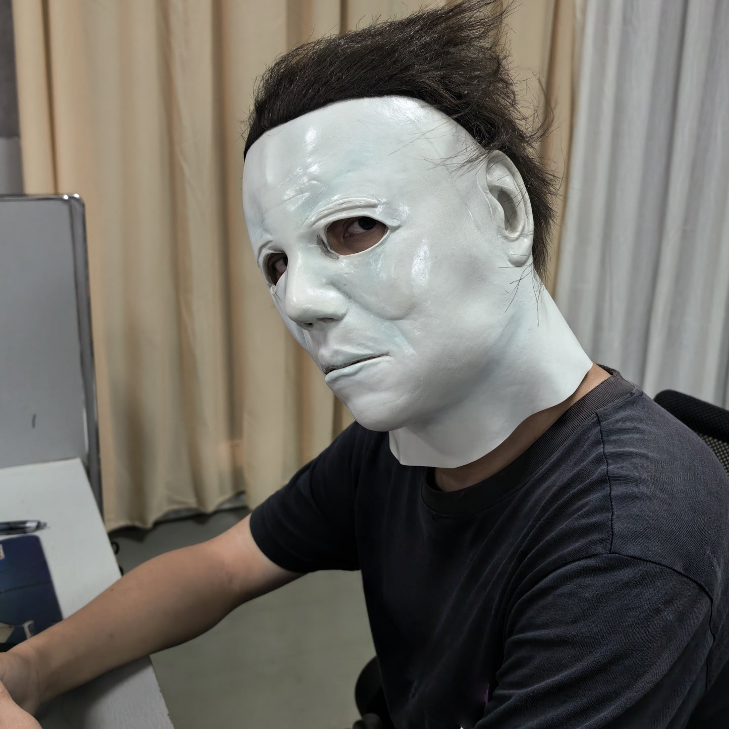 Men's Halloween 1978 Michael Myers White Scary Latex Full Head Mask Horror Movie Costume Face for Adult
