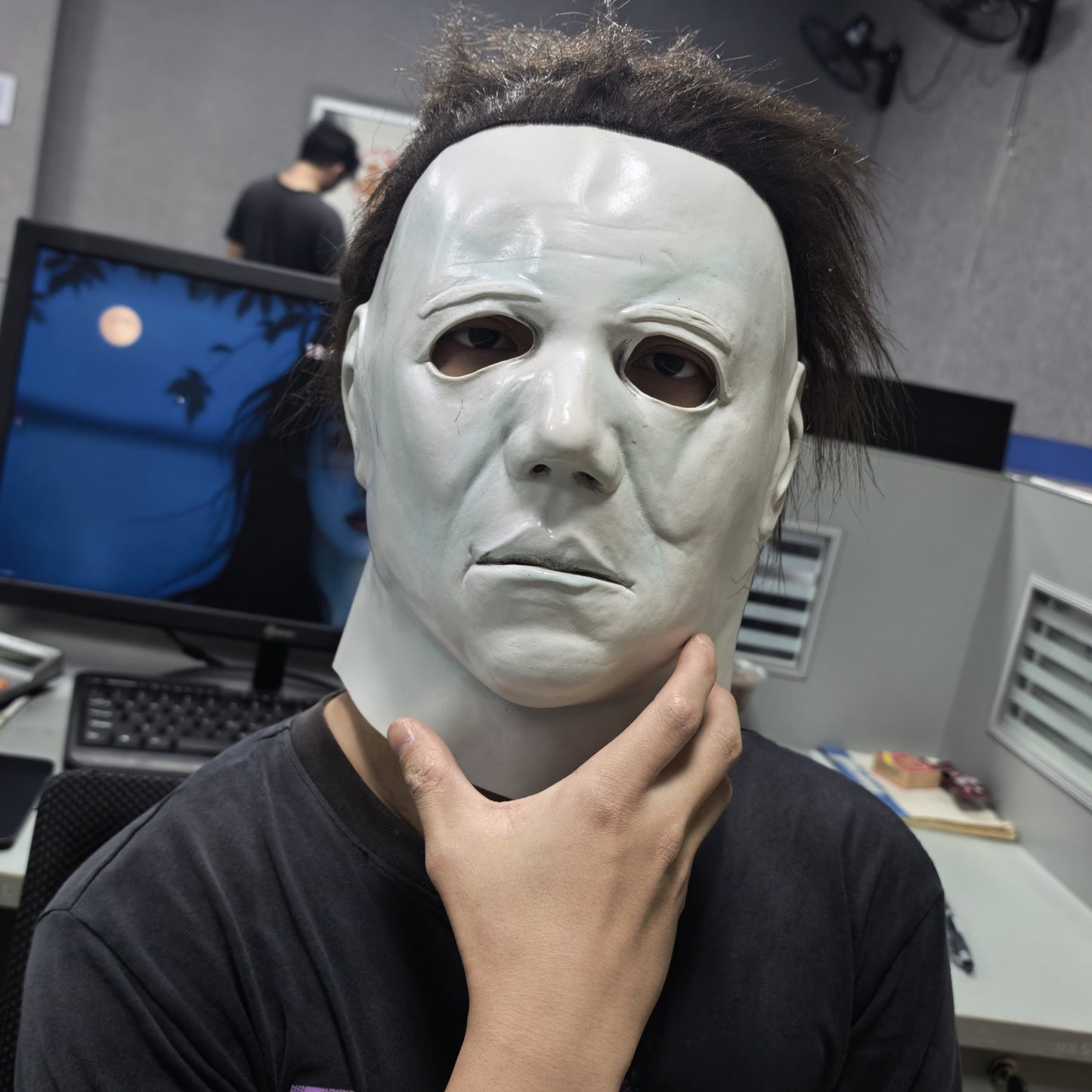 Men's Halloween 1978 Michael Myers White Scary Latex Full Head Mask Horror Movie Costume Face for Adult
