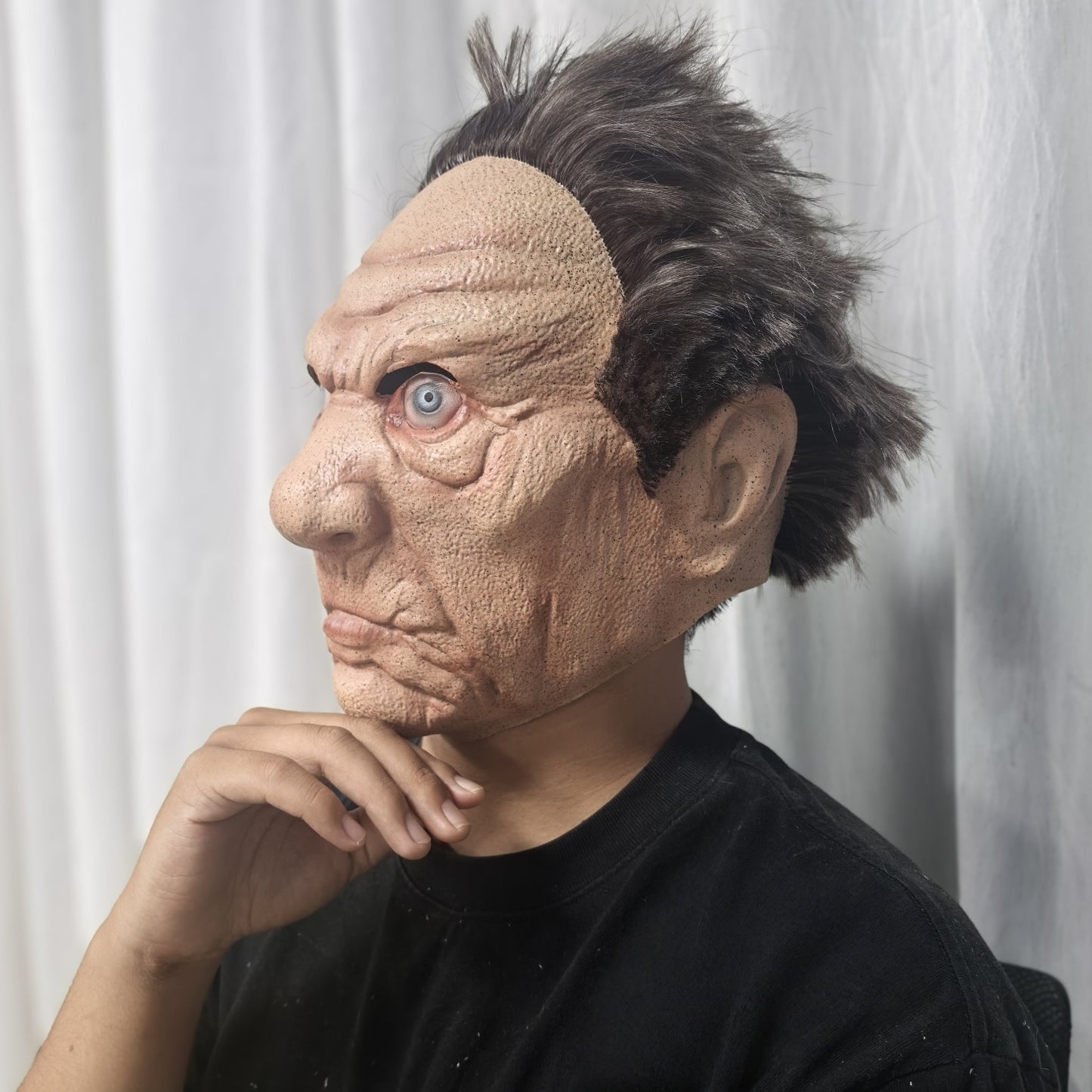 Adult Angry Old Man Latex Mask with Wig Strong Papa's Rubber Mask for Stage Performances And Parties