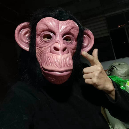 Black Hair Rubber Gorilla Mask Full Face Ape Headgear Latex Monkey Face for Halloween Cosplay Funny Animal Props