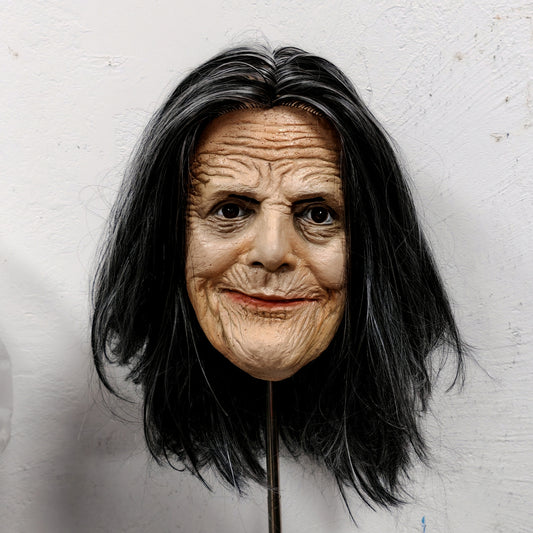 Realistic Rubber Grandma Mask with Grey Wig for Cross Dressing Cosplay Nana Prop Soft Nun Party Costume Accessory