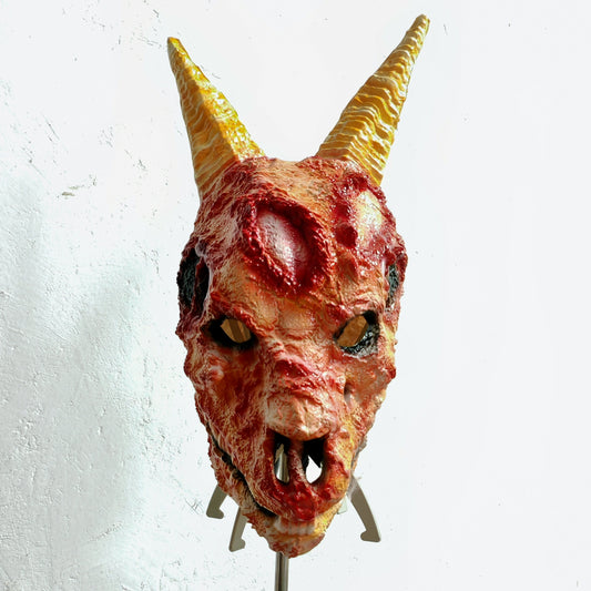 Demon Goat Full Head Rubber Ghost Mask with Horns Bloody Unique Horror Costume Accessory for Halloween Party