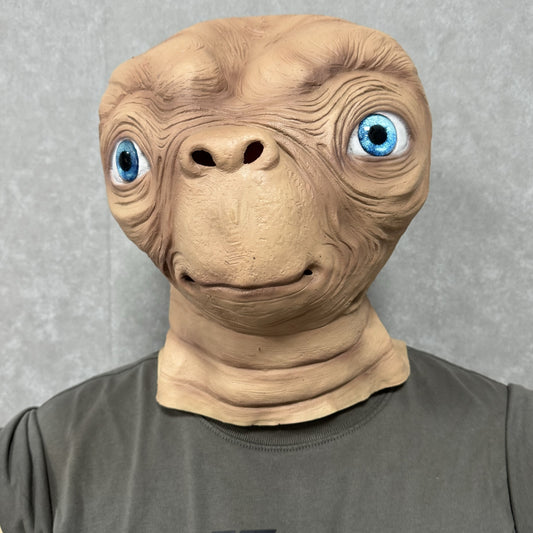 Adult Full Head ET Alien Blue Eyes Rubber Mask Funny Halloween Cosplay Costume Accessory