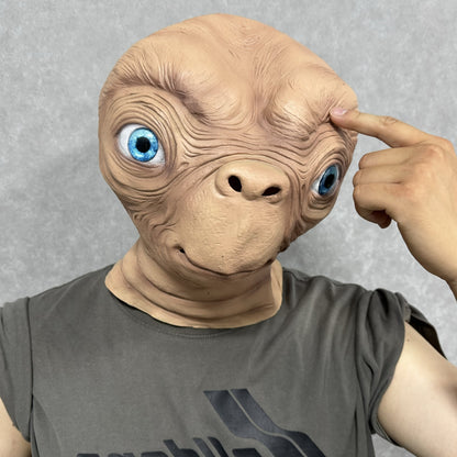 Adult Full Head ET Alien Blue Eyes Rubber Mask Funny Halloween Cosplay Costume Accessory