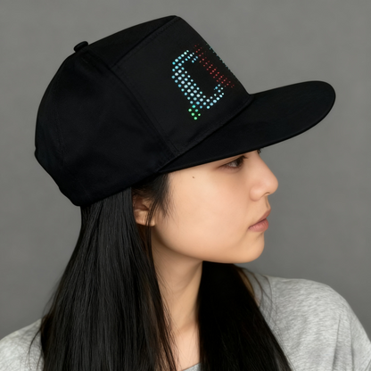 Black LED Baseball Cap Bluetooth Full Color Display Message Hat Novelty Party Costume Accessory Cool LED Hat