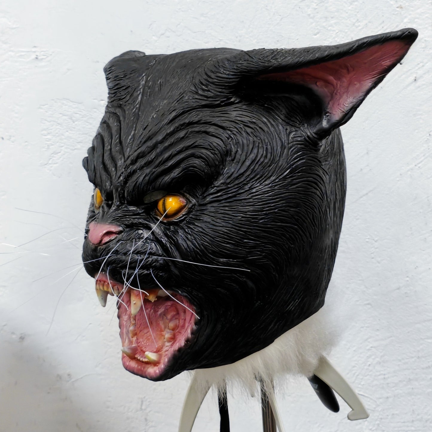 Black Cat Mask with Beard - Funny Animal Cosplay Accessory Rubber Realistic Party Mask for All Ages