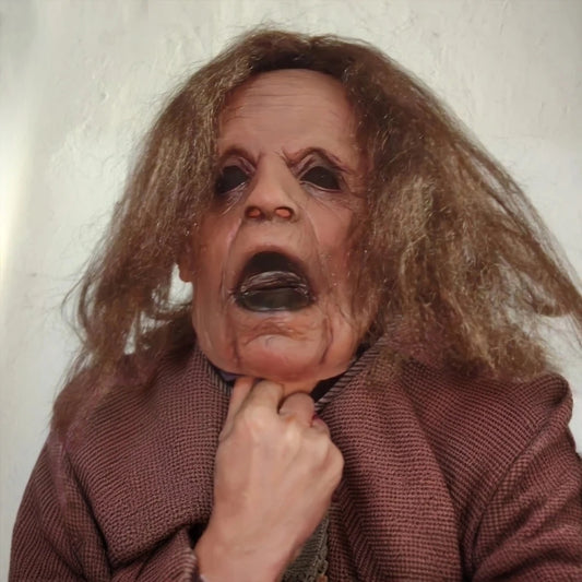 Adult Realistic Old Woman Halloween Mask Creepy Human Latex Scary Wrinkle Cosplay Costume Party Prop for Grown-ups