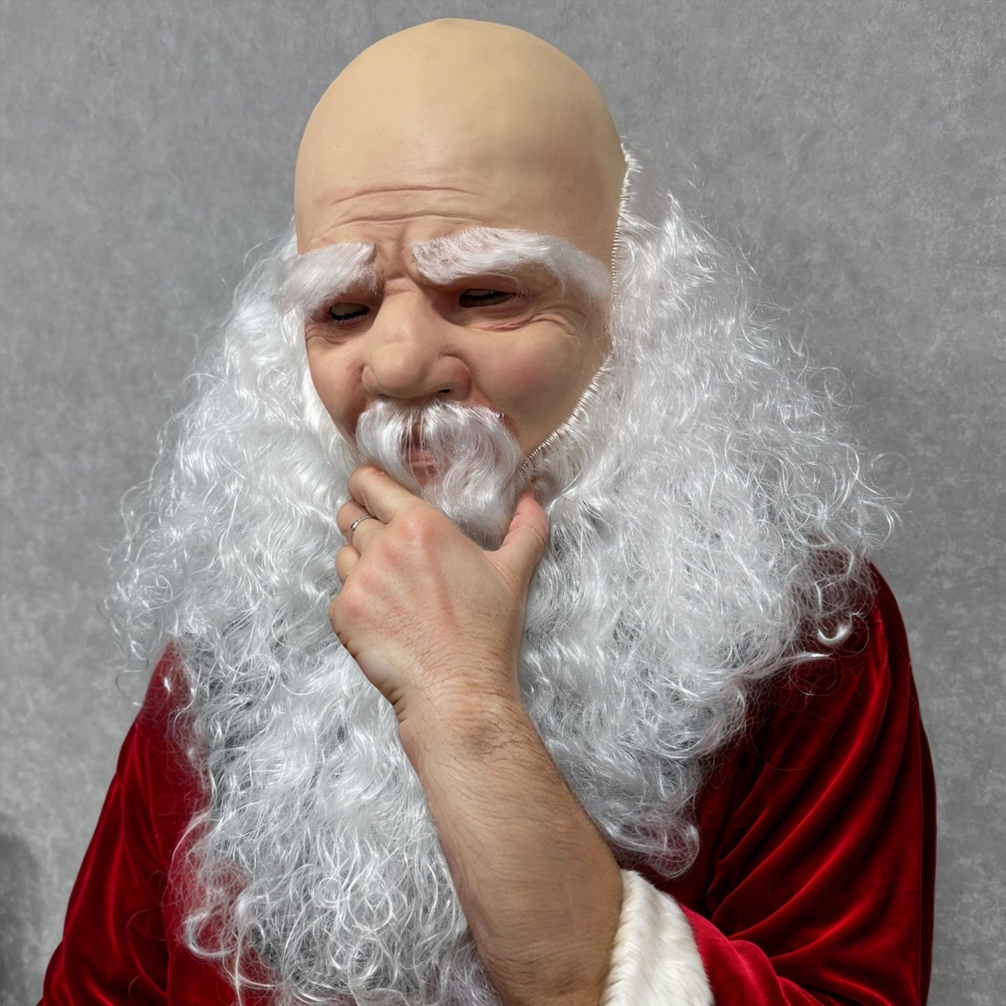 Adult Bald Santa Claus Mask Funny Christmas Holiday Handsome Old Man Gift for Men - Unique Holiday Costume Accessory