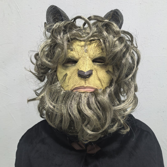 Adult Hairy Lion Animal Mask Wild Beast Rubber Face Mask for Halloween Beauty Cosplay Full Coverage Mask