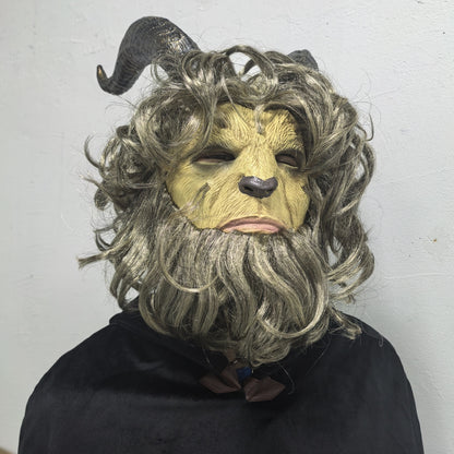 Adult Hairy Lion Animal Mask Wild Beast Rubber Face Mask for Halloween Beauty Cosplay Full Coverage Mask