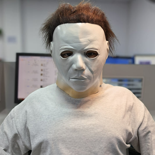 Adult Michael Myers Rubber Mask Classic White Face Halloween Costume Accessory for Masquerade Party