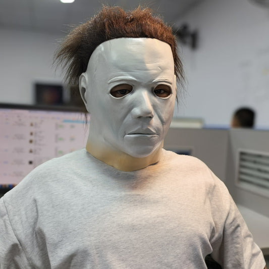 Adult Michael Myers Rubber Mask Classic White Face Halloween Costume Accessory for Masquerade Party
