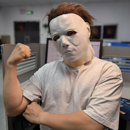 Adult Michael Myers Rubber Mask Classic White Face Halloween Costume Accessory for Masquerade Party