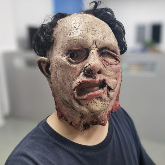 Half Face Skinned Rubber Bloody Mask Professional Halloween Horror Makeup Tool Fake Wound Special Effects Mask for Creators