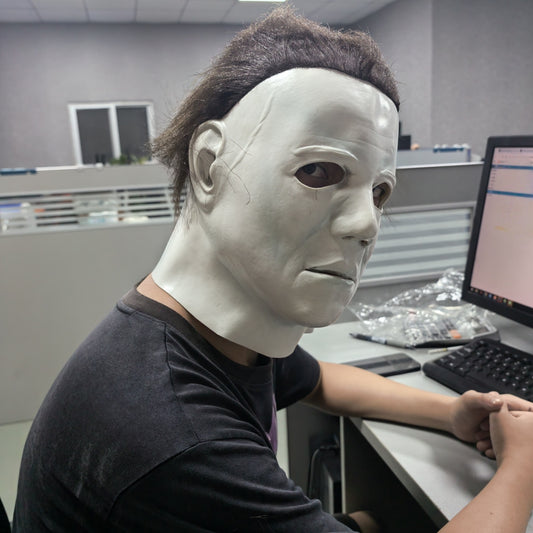Men's Halloween 1978 Michael Myers White Scary Latex Full Head Mask Horror Movie Costume Face for Adult