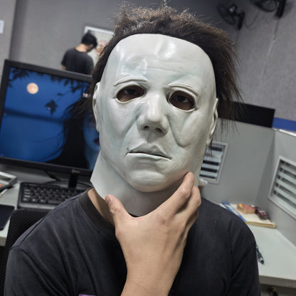 Men's Halloween 1978 Michael Myers White Scary Latex Full Head Mask Horror Movie Costume Face for Adult