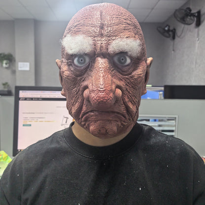 Mr. Grumps Realistic Rubber Bald Grumpy Old Man Halloween Mask with Eyebrows - Creepy Ready-To-Ship Adult Fancy Dress Accessory