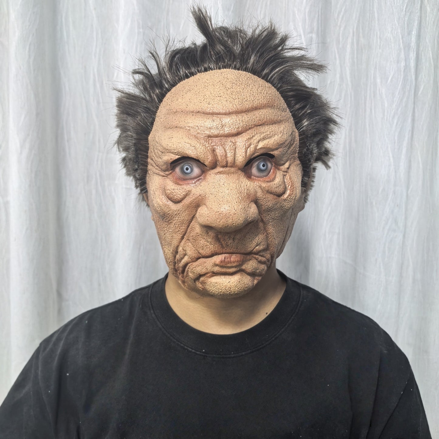 Adult Angry Old Man Latex Mask with Wig Strong Papa's Rubber Mask for Stage Performances And Parties