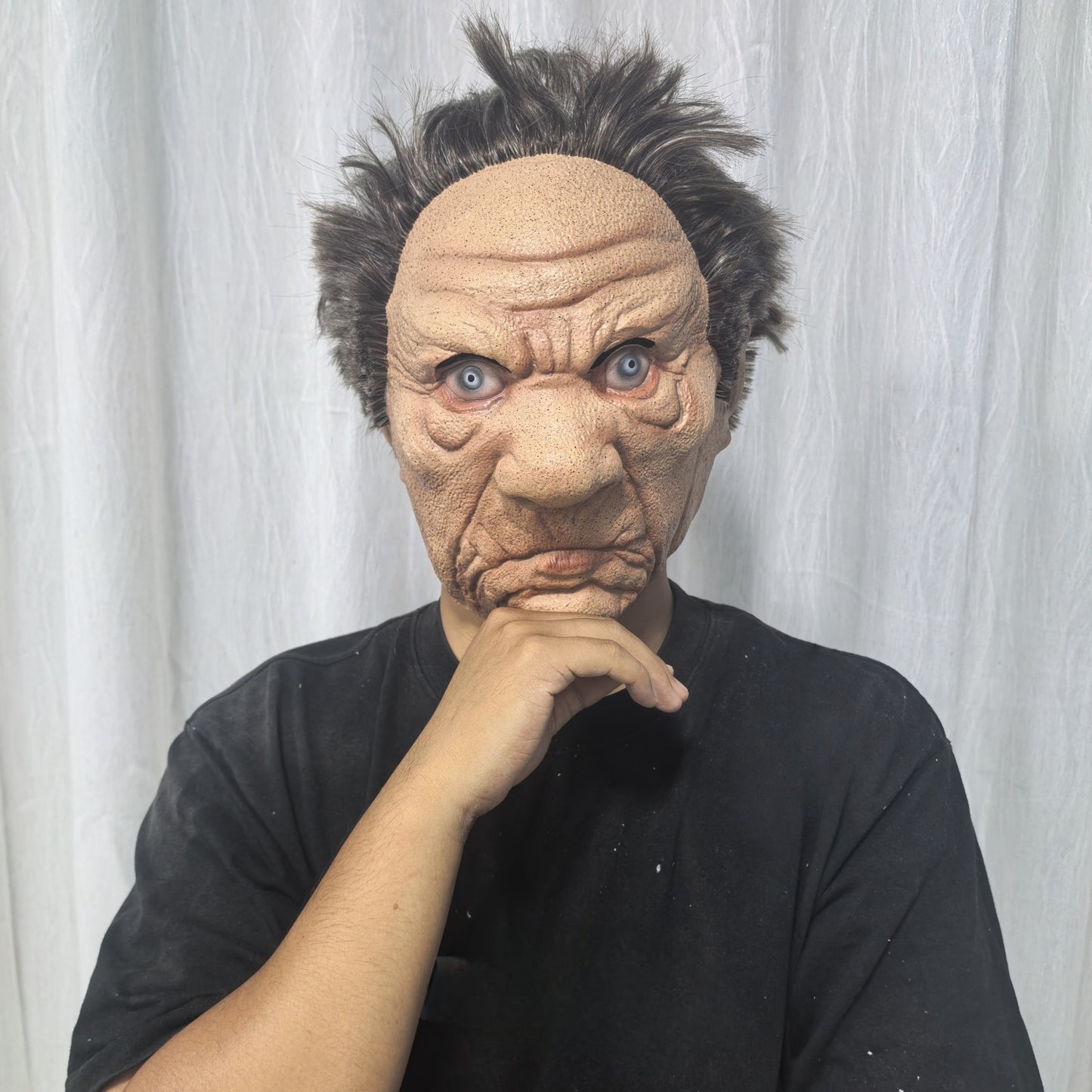 Adult Angry Old Man Latex Mask with Wig Strong Papa's Rubber Mask for Stage Performances And Parties