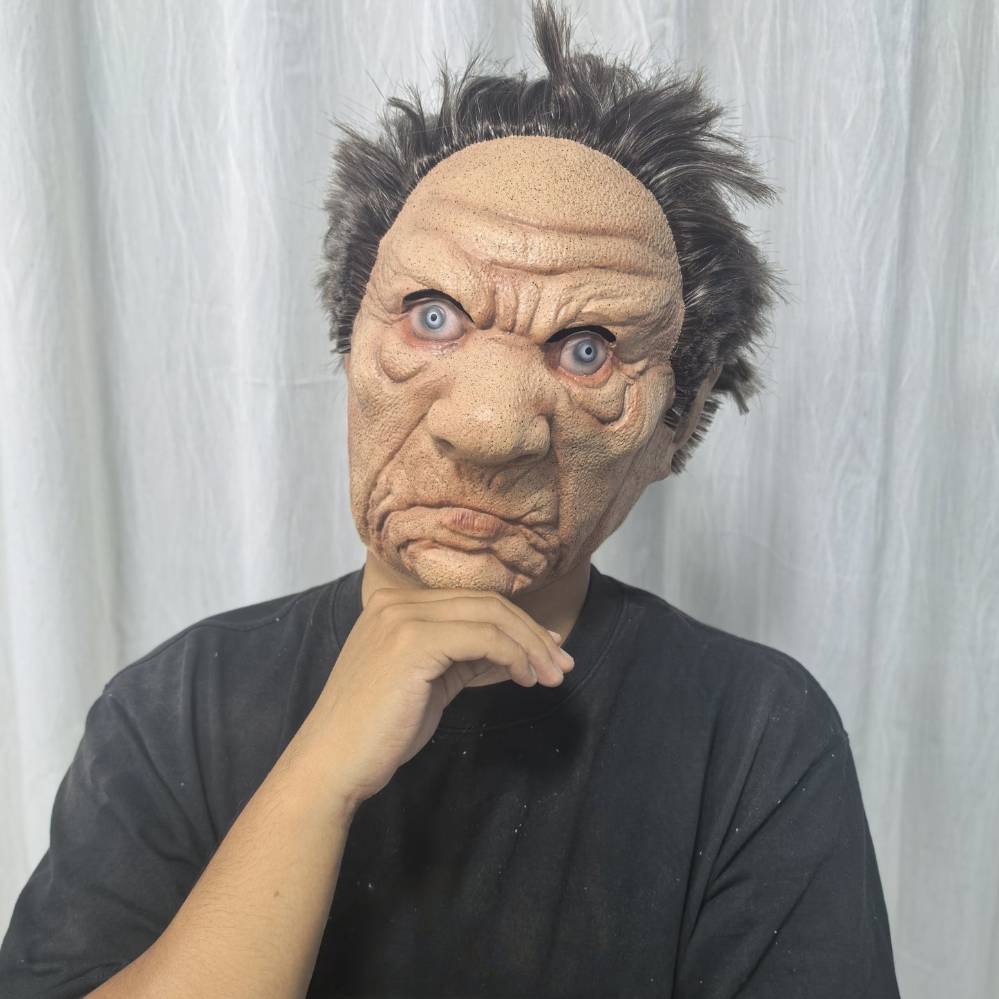 Adult Angry Old Man Latex Mask with Wig Strong Papa's Rubber Mask for Stage Performances And Parties