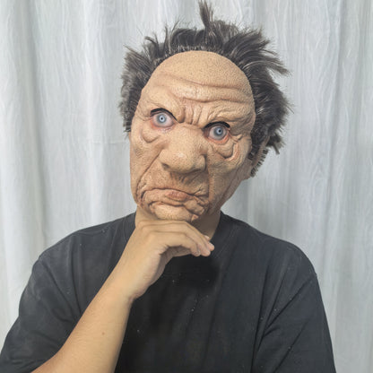Adult Angry Old Man Latex Mask with Wig Strong Papa's Rubber Mask for Stage Performances And Parties