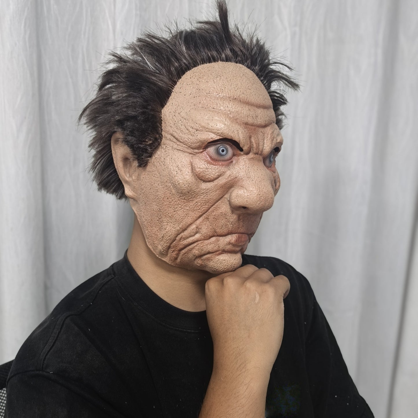 Adult Angry Old Man Latex Mask with Wig Strong Papa's Rubber Mask for Stage Performances And Parties