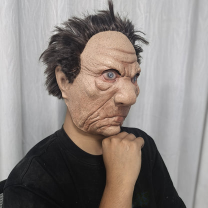 Adult Angry Old Man Latex Mask with Wig Strong Papa's Rubber Mask for Stage Performances And Parties