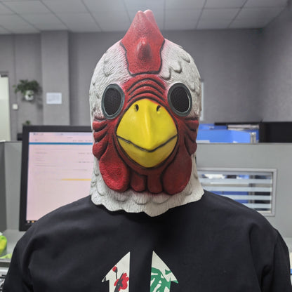 White Rooster Full Face Mask Cosplay Richard Rooster Funny Animal Head Prop for Hotline Miami Game Mad Chicken Costume Accessory