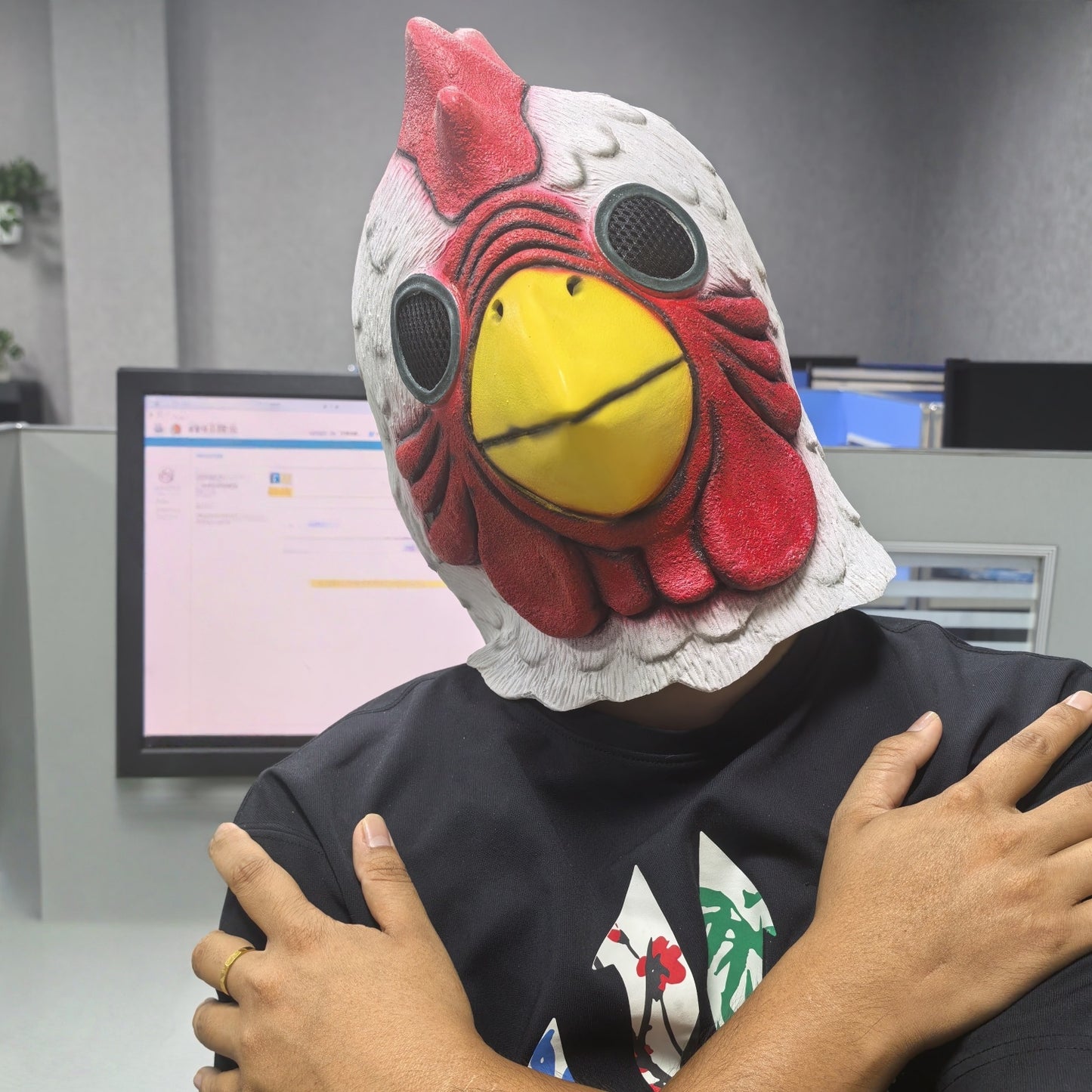 White Rooster Full Face Mask Cosplay Richard Rooster Funny Animal Head Prop for Hotline Miami Game Mad Chicken Costume Accessory