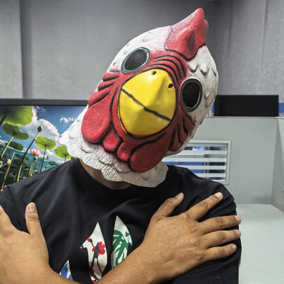 White Rooster Full Face Mask Cosplay Richard Rooster Funny Animal Head Prop for Hotline Miami Game Mad Chicken Costume Accessory