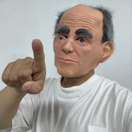 Realistic Rubber Old Man Mask Bald Head Mask with Grey Hair for Funny Halloween Stag Costume Accessory
