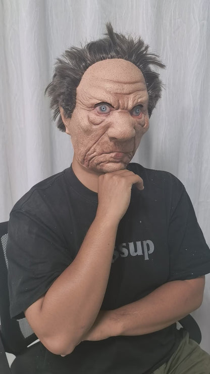 Adult Angry Old Man Latex Mask with Wig Strong Papa's Rubber Mask for Stage Performances And Parties
