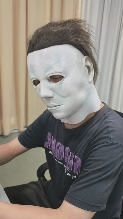 Men's Halloween 1978 Michael Myers White Scary Latex Full Head Mask Horror Movie Costume Face for Adult